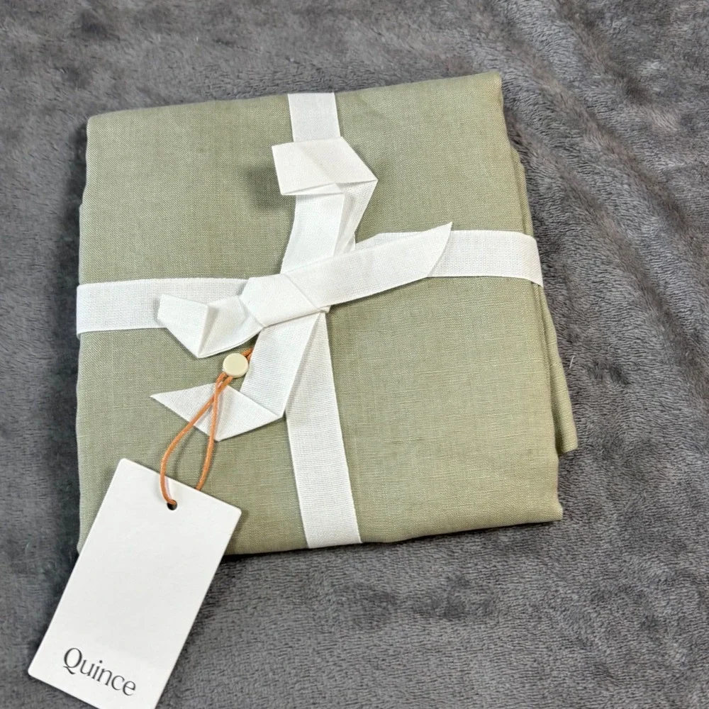 Quince European Linen Everyday Napkins Set of 4 Willowleaf Green 20x20 NEW